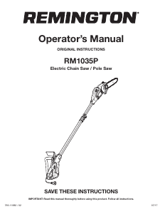 Manual de uso Remington RM1035P Sierra de cadena