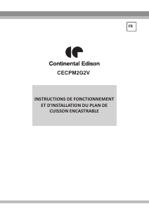 Mode d’emploi Continental Edison CECPM2G2V Table de cuisson