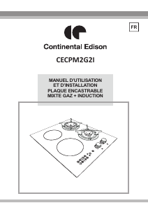 Mode d’emploi Continental Edison CECPM2G2I Table de cuisson