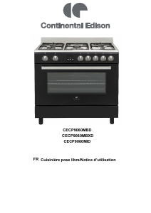 Mode d’emploi Continental Edison CECP9060MBD Cuisinière