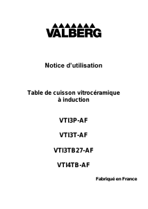 Mode d’emploi Valberg VTI3T-AF Table de cuisson