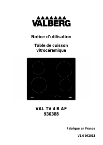 Mode d’emploi Valberg VAL TV 4 B AF Table de cuisson