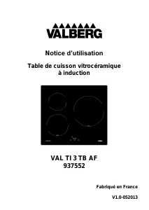 Mode d’emploi Valberg VAL TI 3 TB AF Table de cuisson