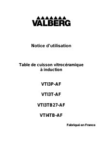 Mode d’emploi Valberg VTI3TB27-AF Table de cuisson