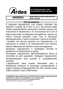 Manuale Ardes AR5R003 Condizionatore d’aria
