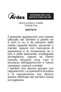 Manuale Ardes AR5T81R Ventilatore