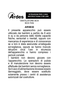 Manuale Ardes AR5B30 Ventilatore