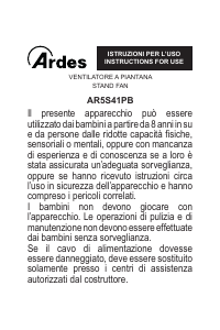 Manuale Ardes AR5S41PB Ventilatore