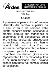 Manuale Ardes AR5B29 Ventilatore