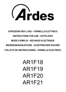 Manual Ardes AR1F20 Hob