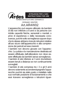 Manuale Ardes AR4W02 Termoventilatore