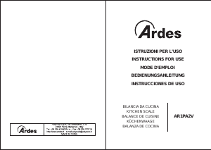 Bedienungsanleitung Ardes AR1PA2V Küchenwaage