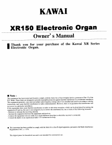 Manual Kawai XR150 Organ