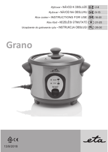 Használati útmutató Eta Grano 213990000 Rizsfőző