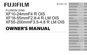 Käyttöohje Fujifilm Fujinon XF10-24mmF4 R OIS Kameranlinssi