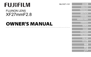 Mode d’emploi Fujifilm Fujinon XF27mmF2.8 Objectif