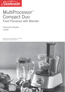 Manual Sunbeam LC6000 Food Processor