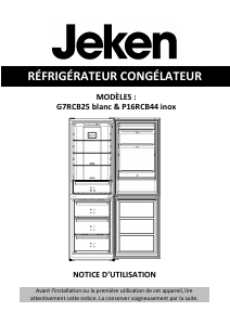 Mode d’emploi Jeken G7RCB25 Réfrigérateur combiné