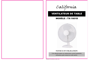Mode d’emploi California TX-1601D Ventilateur