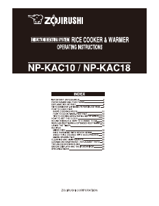 Manual Zojirushi NP-KAC10 Rice Cooker