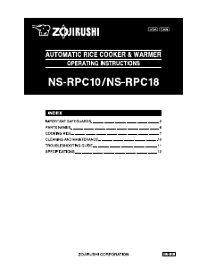 Handleiding Zojirushi NS-RPC10 Rijstkoker