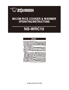 Manual Zojirushi NS-WRC10 Rice Cooker