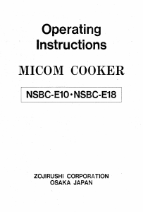 Manual Zojirushi NSBC-E10 Rice Cooker