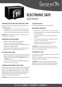 Manual SereneLife SLSFE12 Safe