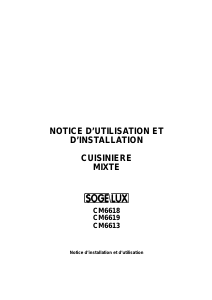 Mode d’emploi Sogelux CM6618 Cuisinière