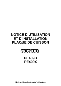 Mode d’emploi Sogelux PE409B Table de cuisson