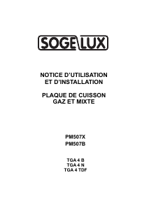 Mode d’emploi Sogelux PM507X Table de cuisson