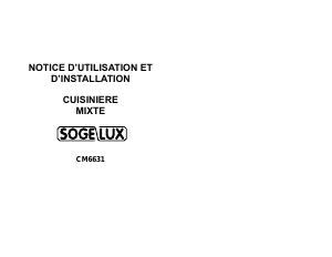 Mode d’emploi Sogelux CM6631 Cuisinière