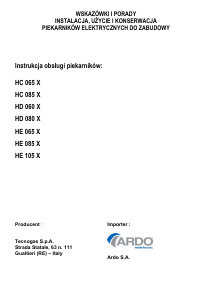 Instrukcja Ardo HC085X Piekarnik