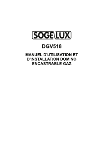Mode d’emploi Sogelux DGV518 Table de cuisson