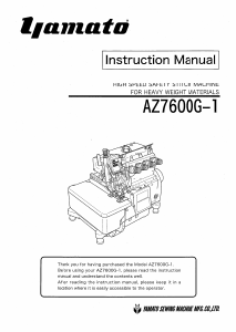 Manual Yamato AZ7600G-1 Sewing Machine