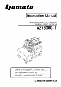 Handleiding Yamato AZ7600G-1 Naaimachine