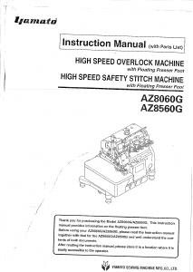 Handleiding Yamato AZ8060 Naaimachine
