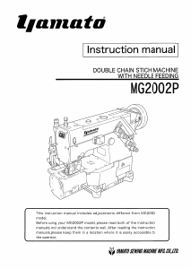 Manual Yamato MG2002P Sewing Machine