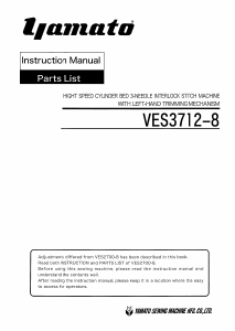 Manual Yamato VES3712-8 Sewing Machine