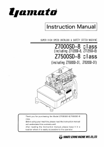 Handleiding Yamato Z7500SD-8 class Naaimachine