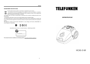 Manual Telefunken HCAS-3-M Vacuum Cleaner