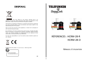 Manual Telefunken HCRM-28-R HappyCook Food Processor