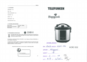 Mode d’emploi Telefunken HCRC-552 HappyCook Multicuiseur
