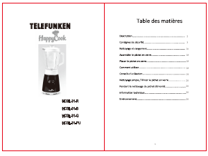 Manual Telefunken HCBL-31-PU HappyCook Blender