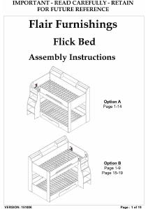 Руководство Flair Furnishings Flick Двухярусная кровать