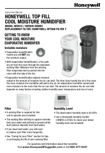 Manual Honeywell HEV615W Humidifier