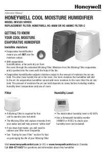 Manual de uso Honeywell HEV320B Humidificador