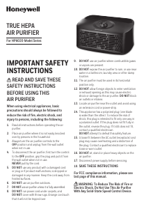 Manual Honeywell HPA020B Air Purifier