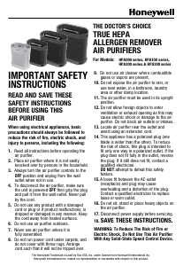 Manual de uso Honeywell HPA104W Purificador de aire