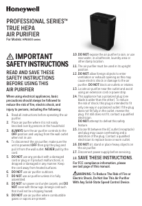 Manual Honeywell HPA600B Air Purifier